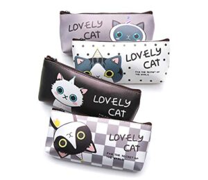 set of 4 - zicome adoarable cat style memories pastorable pencil case coin makeup bag purse case