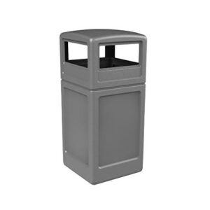 Commercial Zone Square Waste Container with Dome Lid, Polyethylene, 42-gal, Gray