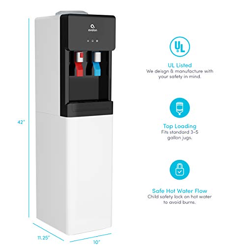 Avalon A2TLWATERCOOLER Top Loading Water Cooler Dispenser, Black, Black&White