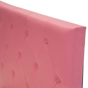 Poundex PU Upholstered Platform Bed, Twin, Pink