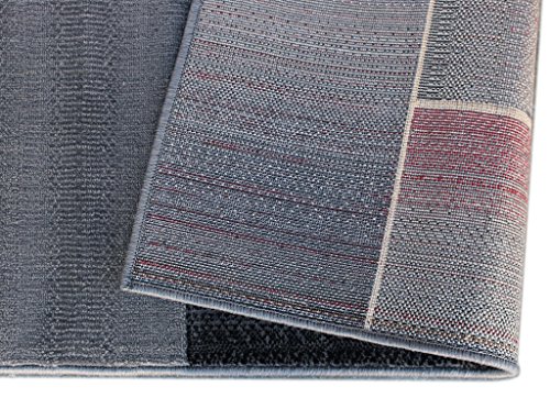 Masada Rugs, Modern Contemporary Area Rug, Red Grey Black (5 Feet X 7 Feet)