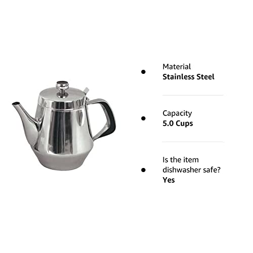 Stainless Steel Gooseneck Tea Pot w/Vented Hinged Lid, 32 Fluid Ounces (4-5 Cups) by Pride Of India