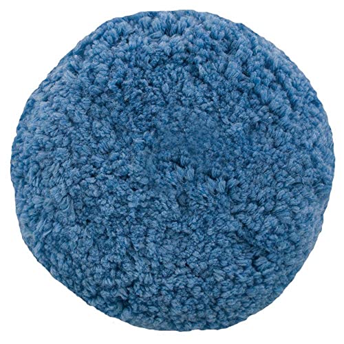 Presta Blue Blended Wool Soft Polish Pad - 9” Single-Sided Hook & Loop / 1.5” Thick Wool Pile / Removes Swirls from Fresh Paint (890144)