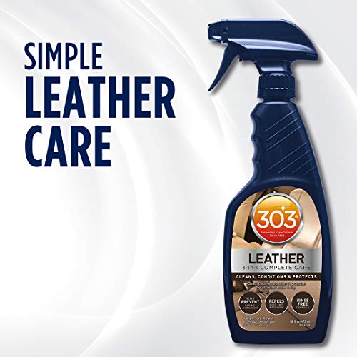 303 Leather 3-In-1 Complete Care - Cleans, Conditions, & Protects - Helps Prevent Fading & Cracking - Rinse Free Formula - Repels Dust, Lint, & Staining, 16 fl. oz. (30218CSR) Packaging May Vary