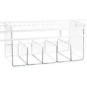 mDesign Plastic 5 Compartment Hanging Closet Storage Organizer Tray, Divided Sections for Holding Sunglasses, Wallets, Clutch Purses, Accessories, Hangs Below Shelving, Grypp Collection - Clear