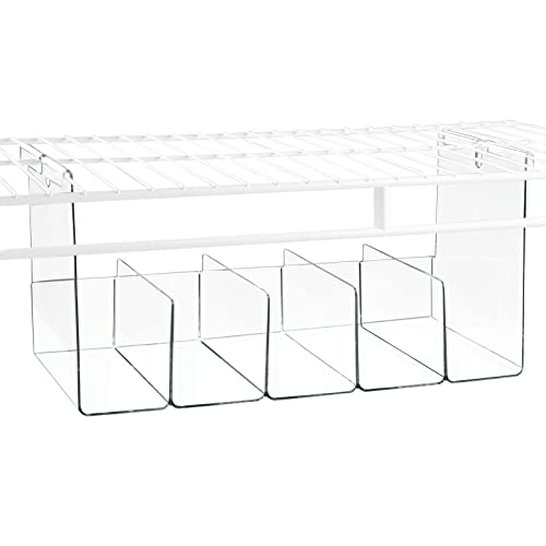 mDesign Plastic 5 Compartment Hanging Closet Storage Organizer Tray, Divided Sections for Holding Sunglasses, Wallets, Clutch Purses, Accessories, Hangs Below Shelving, Grypp Collection - Clear