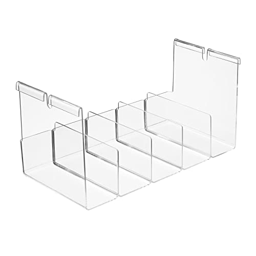 mDesign Plastic 5 Compartment Hanging Closet Storage Organizer Tray, Divided Sections for Holding Sunglasses, Wallets, Clutch Purses, Accessories, Hangs Below Shelving, Grypp Collection - Clear