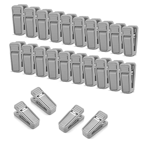 HOUSE DAY 20 Pack Plastic Finger Clips for Hangers, Grey Pants Hanger Clips, Strong Pinch Grip Clips for Use with Slim-line Clothes Hangers, Clips for Velvet Hangers