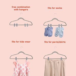 HOUSE DAY 20 Pack Plastic Finger Clips for Hangers, Grey Pants Hanger Clips, Strong Pinch Grip Clips for Use with Slim-line Clothes Hangers, Clips for Velvet Hangers