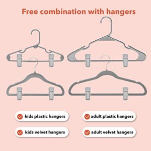 HOUSE DAY 20 Pack Plastic Finger Clips for Hangers, Grey Pants Hanger Clips, Strong Pinch Grip Clips for Use with Slim-line Clothes Hangers, Clips for Velvet Hangers