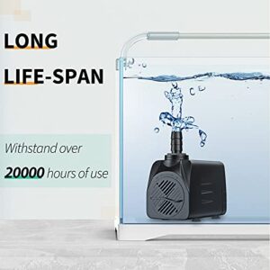 Uniclife UL400 Submersible Water Pump, 400 GPH Aquarium/Hydroponic/Fish Tank/Fountain/Pond/Statuary with 6' UL Listed Power Cord