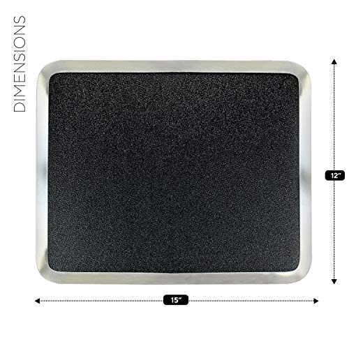 Vance 12 X 15 inch Black Built-in Surface Saver Tempered Glass Cutting Board with Stainless Steel Frame | Best Kitchen Chopping Board for Food Prep | BPA-Free | Non-Porous