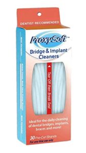 proxysoft dental floss for bridges and implants 6 packs - floss threaders for bridges, dental implants, braces with extra-thick proxy brush for optimal oral hygiene -teeth bridge and implant cleaners