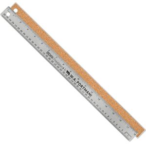 breman precision metal ruler 18 inch - stainless steel cork back metal ruler - premium steel straight edge 18 inch metal ruler - flexible stainless steel ruler - imperial and metric ruler