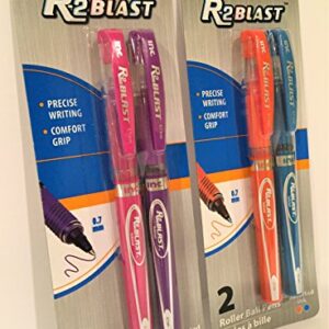 R2 Blast Gel Rollerball 0.7mm Colored Gel Pen Set: 4 Items Including Gel Pens in the Following Colors: Pink Purple Orange Blue (4 Pens Total)