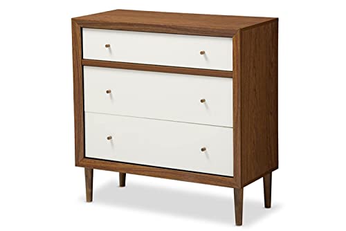 Baxton Studio FP-6782-Walnut/White chests-of-Drawers, Medium, White and Walnut