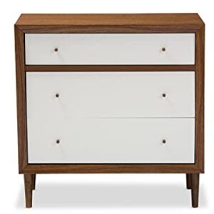 Baxton Studio FP-6782-Walnut/White chests-of-Drawers, Medium, White and Walnut