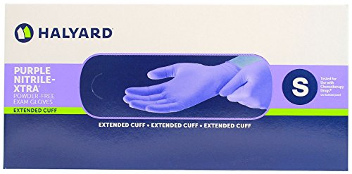 Haylard Health Purple Nitrile XTRA Powder Free Extended Cuff Exam Glove, Small (50 Per Box)