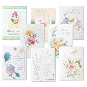 current deluxe foil sympathy greeting cards value pack - set of 16 (8 designs) large 5 x 7, foil & embossed accents, sentiments inside, thinking of you in sympathy cards, envelopes included