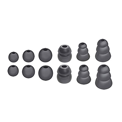 MEE audio Standard Eartips Ear Tip Combo Set (6 pairs in various sizes, black) for M6 / M6 PRO / MX PRO series / Pinnacle P1 / P2 / X1 / X5 / X6 / M9B / M6B and other earphones earbuds in-ear monitors