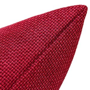 Deconovo Decorative Pillow Faux Linen Pillow Cases Hand Made Throw Cushion Covers with Zipper for Party Sof, 18x18 Inch, Red