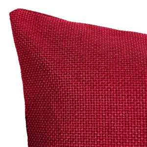 Deconovo Decorative Pillow Faux Linen Pillow Cases Hand Made Throw Cushion Covers with Zipper for Party Sof, 18x18 Inch, Red