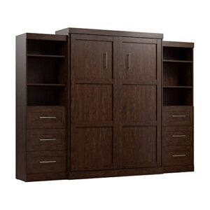 bestar pur queen murphy bed and 2 storage units with drawers, 115-inch space-saving wall bed
