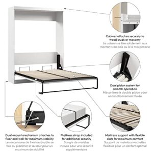 Bestar Pur Queen Murphy Bed, 65-inch Space-Saving Wall Bed for Guest Room or Home Office