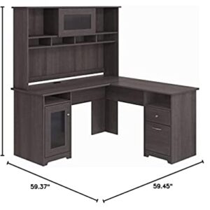 Bush Furniture Cabot Desk with Hutch | Corner with Storage for Home Office | L Shaped Computer, 60W, Heather Gray