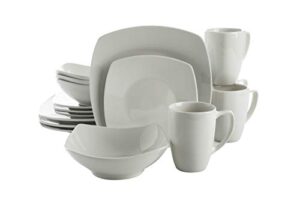 gibson home zen buffet porcelain dinnerware set, service for 4 (16pcs), white (square)