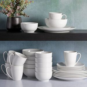 Gibson Home Zen Buffet Porcelain Dinnerware Set, Service for 6 (30pcs), White (Coupe)