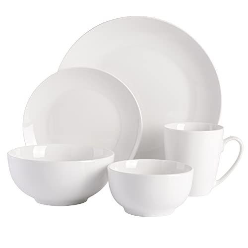 Gibson Home Zen Buffet Porcelain Dinnerware Set, Service for 6 (30pcs), White (Coupe)