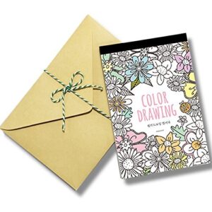 stress relieving adult coloring books color therapy stationery cards set, all different 32 coloring postcards including 10 brown kraft envelopes set, greeting note cards and envelopes kit