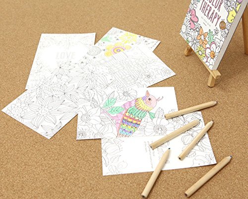 Stress Relieving Adult Coloring Books Color Therapy Stationery Cards Set, All Different 32 Coloring Postcards Including 10 Brown Kraft Envelopes Set, Greeting Note Cards and Envelopes Kit