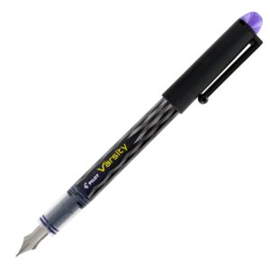 varsity disposable fountain pen, medium point, black barrel/purple ink (pack of 6)