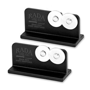 rada cutlery quick edge knife sharpener – stainless steel wheels made in the usa, 2 pack