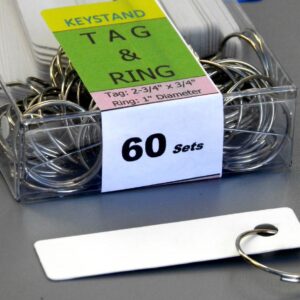 KEYSTAND # 60PGE, 60 Extra Space Numbered Hooks for Car Keys with Remote Control (60 Sets of Tag & Ring Included)