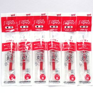 uni-ball ballpoint pen red ink refills(umr87.15), 0.7mm, for signo 207 retractable pen(umn-207-07),× 6 pack/total 6 pcs (japan import) [komainu-dou original package]