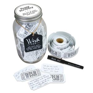 top shelf birthday wish jar with 100 tickets and decorative lid, white