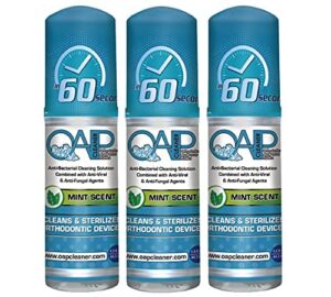 orthodontic cleaner by oap cleaner | retainer cleaner, denture cleaner, and mouth guard cleaner | 60 second foam cleanser | paraben, sulfate and triclosan free | 44.3 ml, 3 bottles