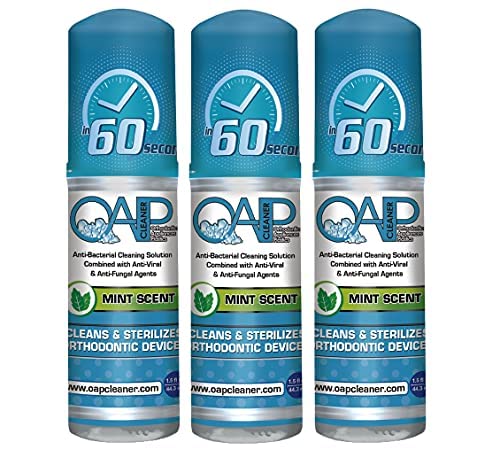 Orthodontic Cleaner by OAP Cleaner | Retainer Cleaner, Denture Cleaner, and Mouth Guard Cleaner | 60 Second Foam Cleanser | Paraben, Sulfate and Triclosan Free | 44.3 mL, 3 Bottles