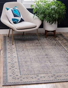 unique loom salzburg collection classic traditional design oriental inspired area rug, 10 ft x 13 ft, gray/beige