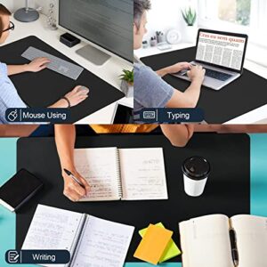 LOHOME Desk Pads Artificial Leather Laptop Mat with Fixation Lip, Perfect Desk Mate for Office and Home, Rectangular, Large, Black