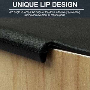 LOHOME Desk Pads Artificial Leather Laptop Mat with Fixation Lip, Perfect Desk Mate for Office and Home, Rectangular, Large, Black