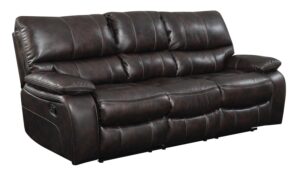 coaster home furnishings willemse motion sofa with drop-down table dark brown