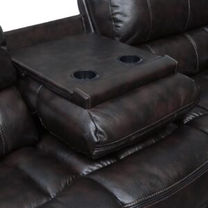 Coaster Home Furnishings Willemse Motion Sofa with Drop-Down Table Dark Brown