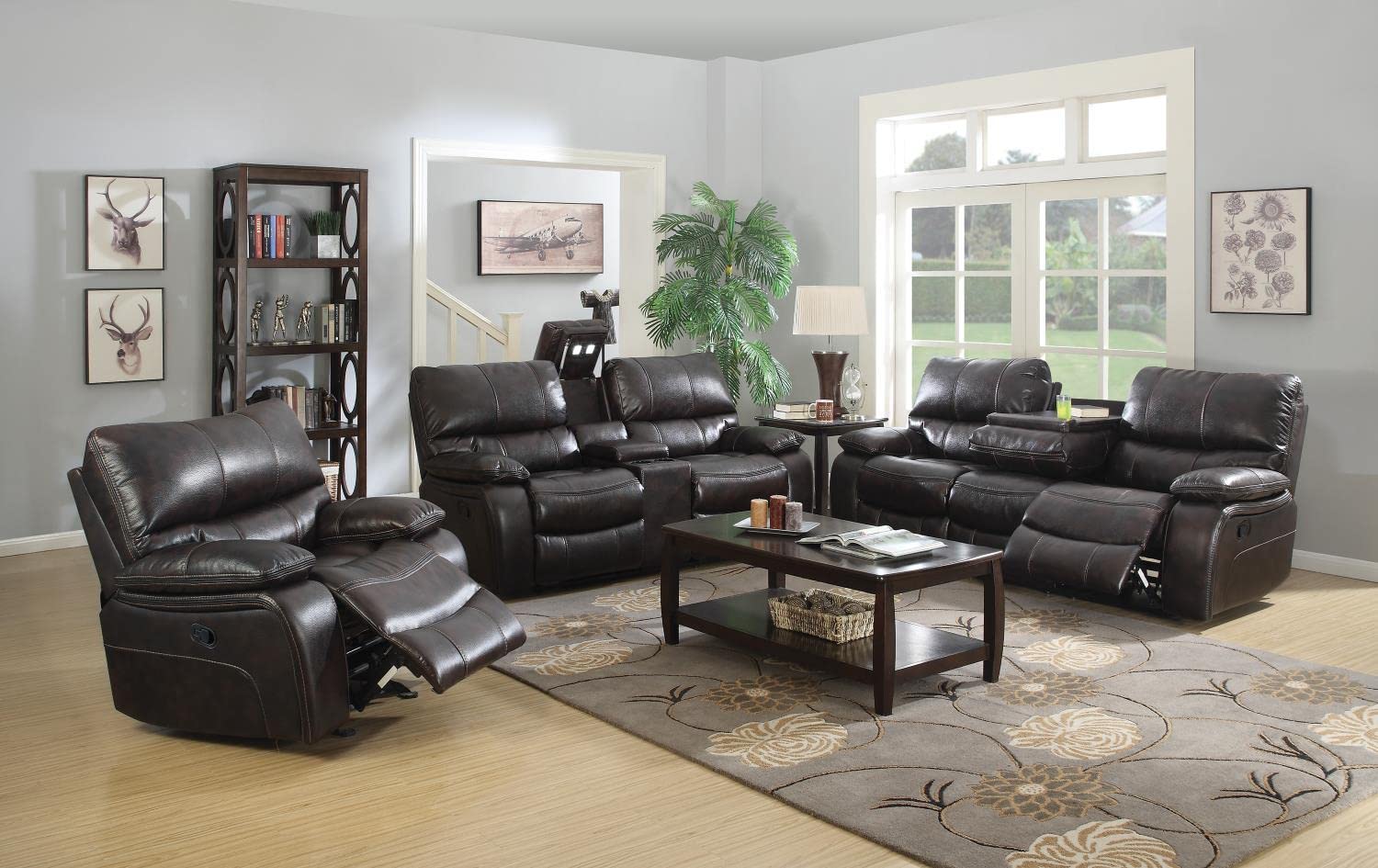 Coaster Home Furnishings Willemse Motion Sofa with Drop-Down Table Dark Brown