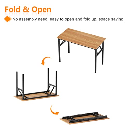 Need Home Office Desk 47 inches Folding Computer Table Workstation No Install, Teak and Black