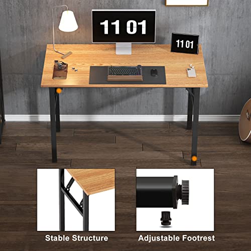 Need Home Office Desk 47 inches Folding Computer Table Workstation No Install, Teak and Black