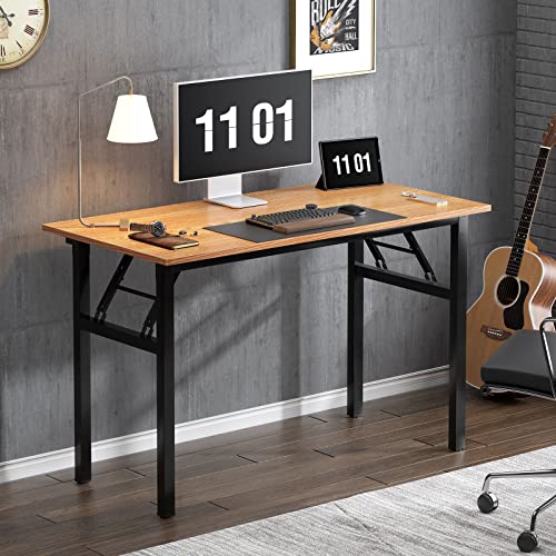 Need Home Office Desk 47 inches Folding Computer Table Workstation No Install, Teak and Black